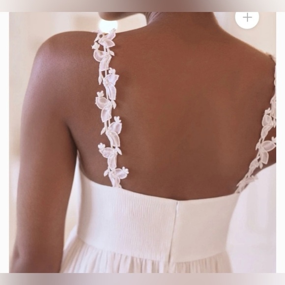 Sachin Babi Sabrina White Drape Chiffon Wedding Bridal Romantic Gown Womens 8 - Picture 5 of 12